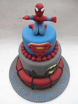 spiderman and batman birthday cake